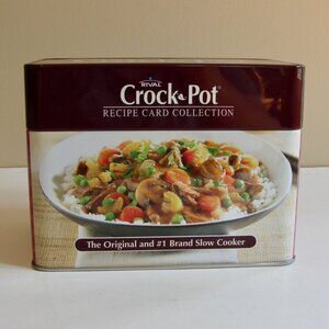 Crock Pot Recipe Cards in Tin Container Slow Cooker Cookbook
